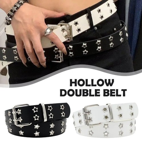 Punk leather waist belt rivet - leather,
