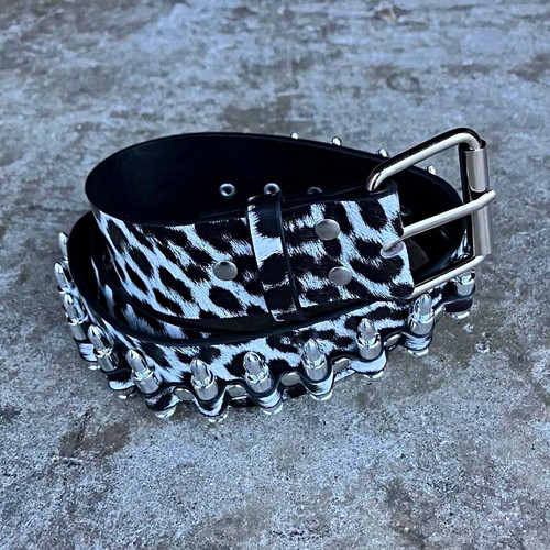 Y2k white leopard print chrome - white,