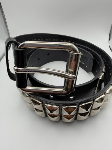 Black leather belt - leather,