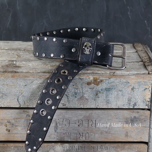 Aged leather belt studded - aged, belt.