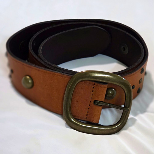 Men brown leather studded - brown,